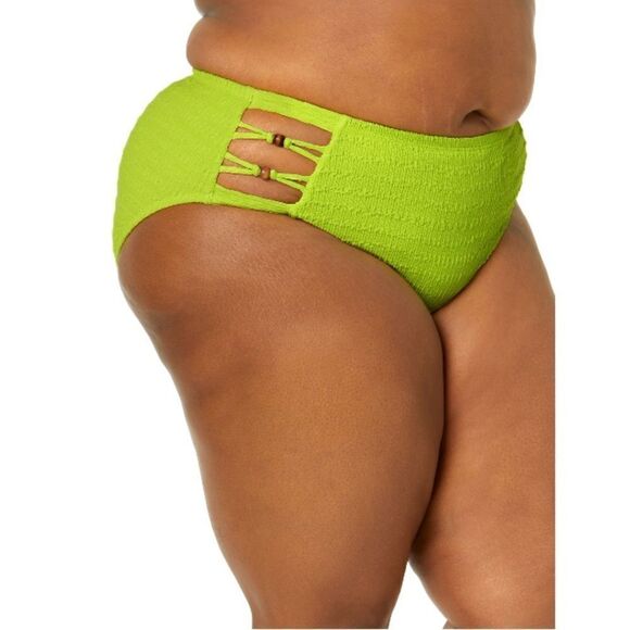 Women's Crinkle Bikini Bottoms with Bead Accents Swimsuit Bathing Suit Size 1X - Picture 8 of 8